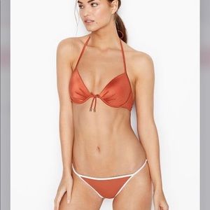 NEW Victoria Secret Bikiny Bronze White 2 piece silky size Large